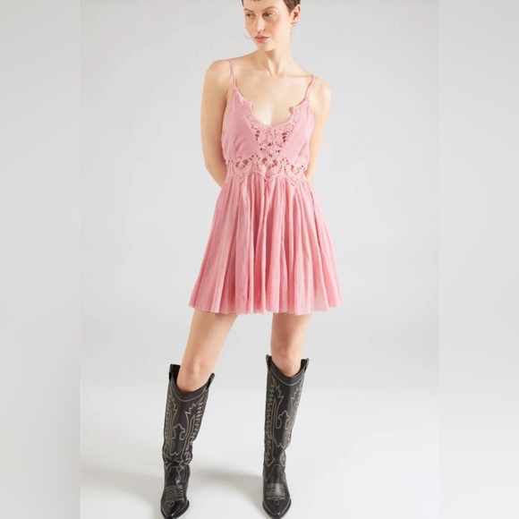 NWT Free People Dress 'ILEKTRA' in Pink Sz S Dusky Pink - Picture 2 of 8